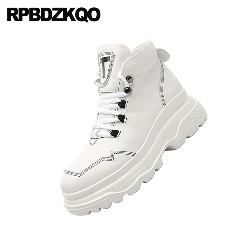 Обувь увеличивающая рост из натуральной кожи Сезон Зима На платформе Белые