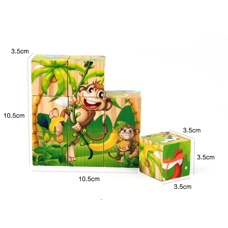 

New 1pc Nine Blocks Six-sided 3D Jigsaw Cubes Puzzlesd Wooden Toys For Children Kids Educational Toys Funny Games GYH