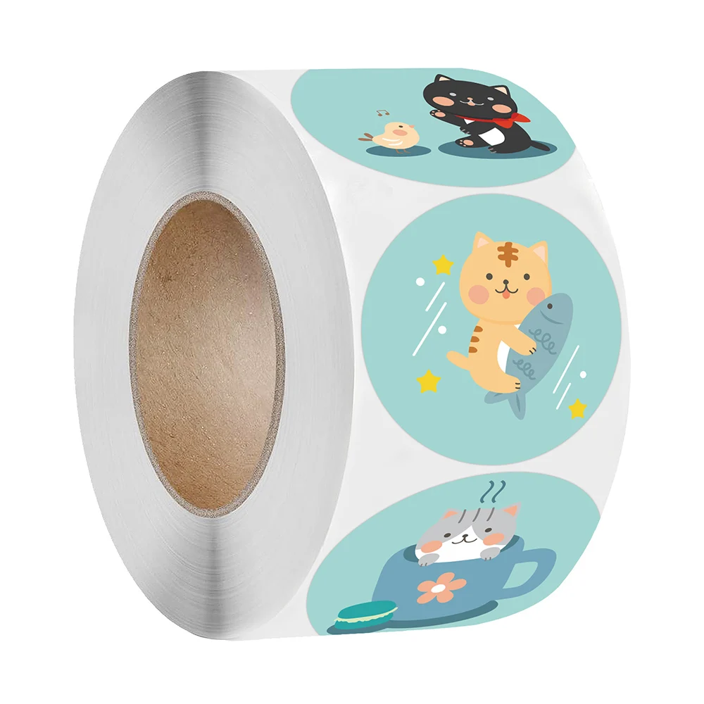 50-500pcs Teacher Reward Sticker 1inch Fun Motivation Cat Dog Stickerfor School Student Stationery Stickers Kids | Канцтовары для