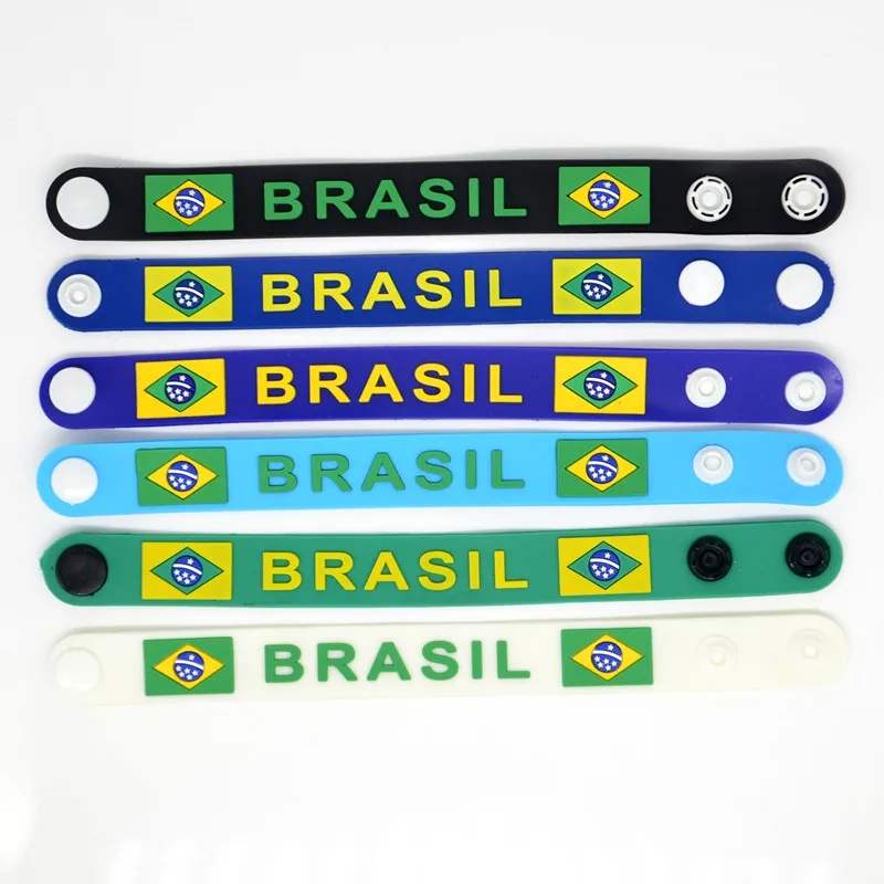 

Sport Brazil National Team Soccer Football Fans Bracelets Brazilian Flag Wristband Rubber Fashion Jewelry