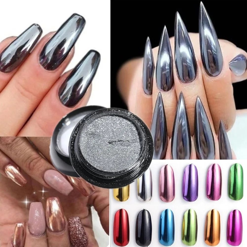 Набор глиттеров для ногтей Dip Powder французского маникюра УФ-Декор хромированный