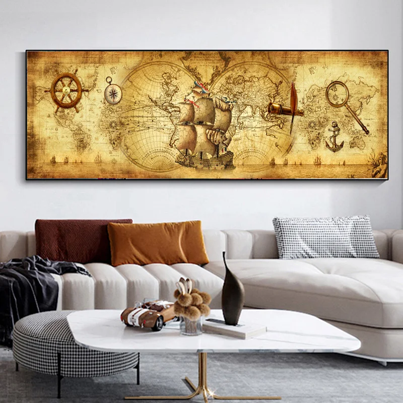 

Картины на холсте RELIABLI ART карта мира стиль ретро