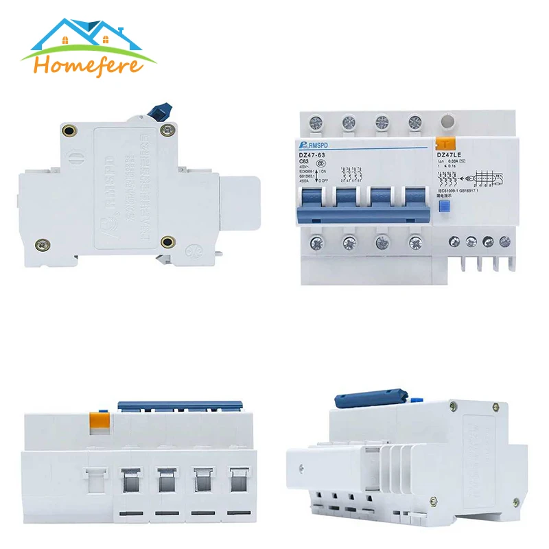 Φ 1P + N 2P 3P 4P 220/380V автоматический выключатель остаточного тока 16a 32a 63A защита от