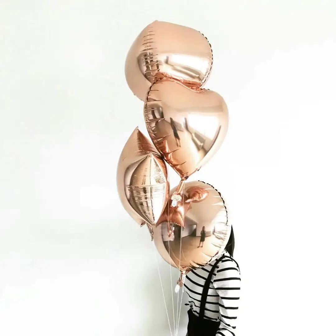 5pcs Rose Gold Balloon Bouquet Party Decorations Bachelorette Bridal Shower Baby Wedding Heart Star Balloons | Дом и сад