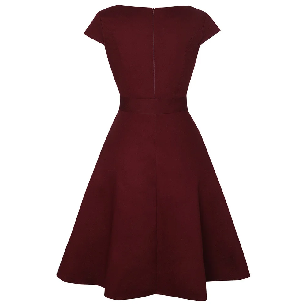 Женское платье с фруктовым принтом в стиле ретро летнее вишневым круглым вырезом