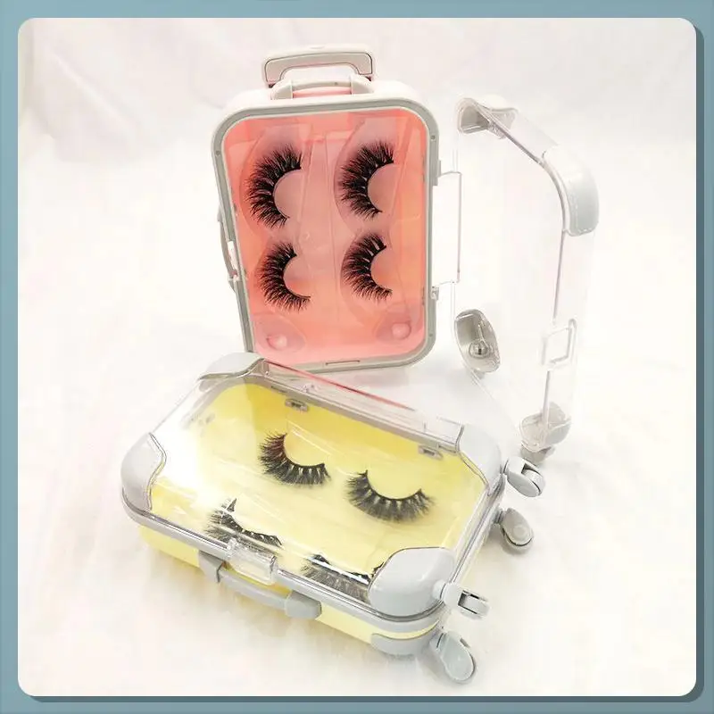 

Simulation Luggage Storage Box For Eyelashes Makeup Tools Case Mini Trolley Travel Suitcase Storage Packing Box