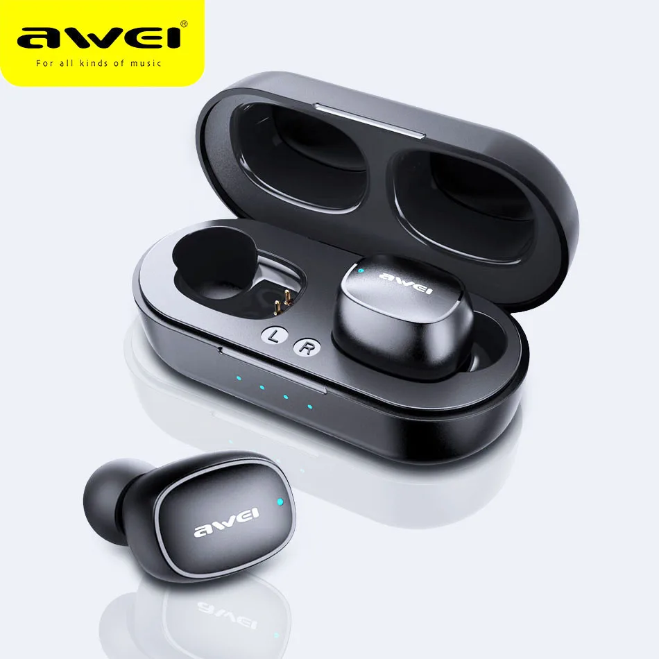 AWEI TWS 5 0 Bluetooth наушники настоящие беспроводные Беспроводная зарядка гарнитура с