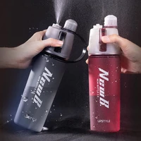 plastic spray water bottle outdoor sports summer cooling students water cup travel cycling jug gym protein powder shaker bottle