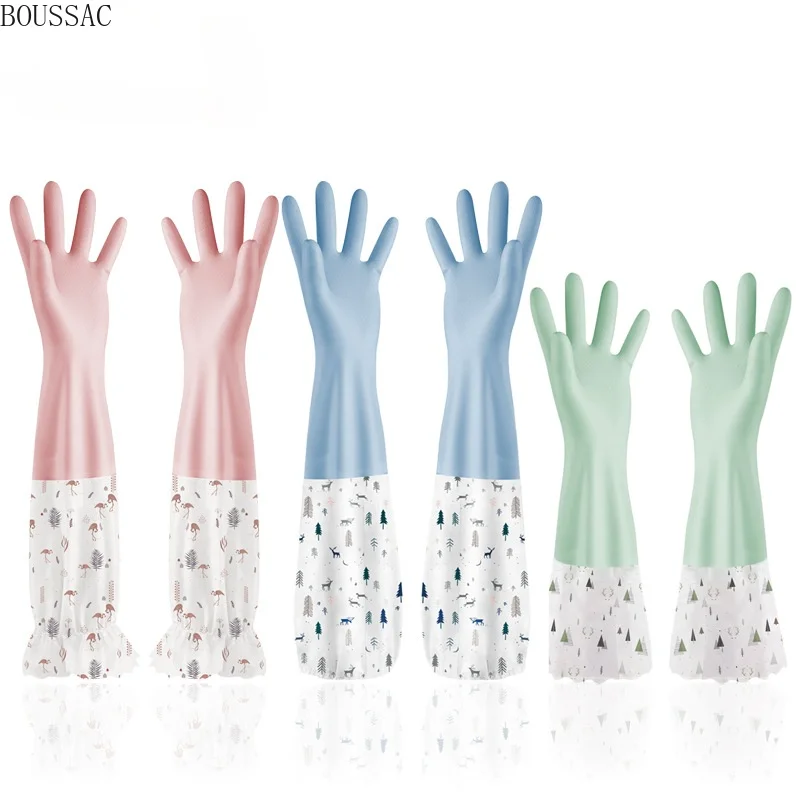 

Thickened dishwashing gloves female kitchen wear-resistant rubber latex rubber laundry waterproof housework exquisite durable