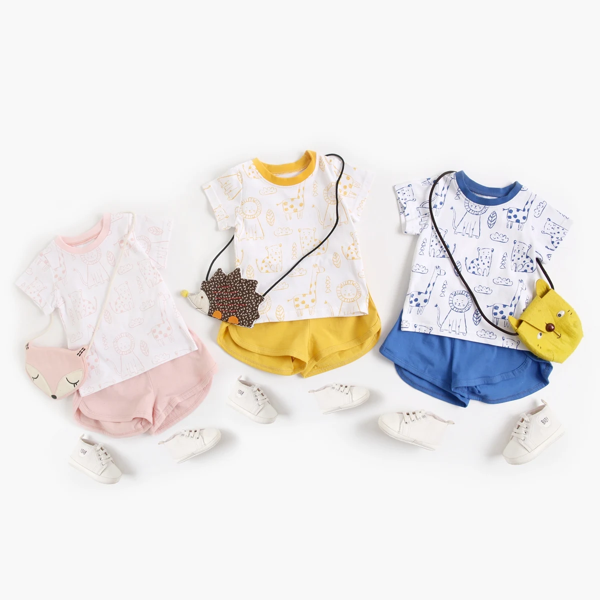 

Sanlutoz Cute Animal Baby Boys Girls Clothes Sets Cotton Short Sleeve Tops + Shorts Casual