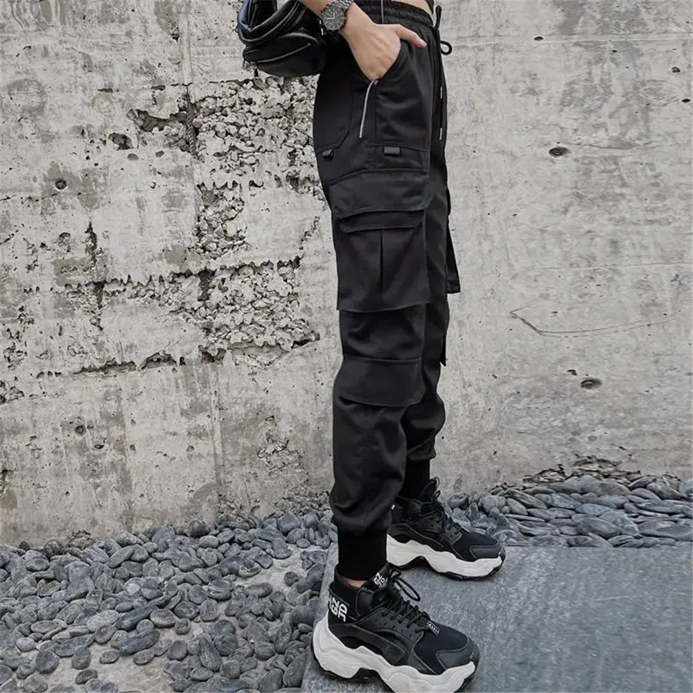 

Black Hip Hop Cargo Pants For Girl Straight Punk Solid Trousers Female Baggy Fashion Summer Harajuku High Street Pants Femme