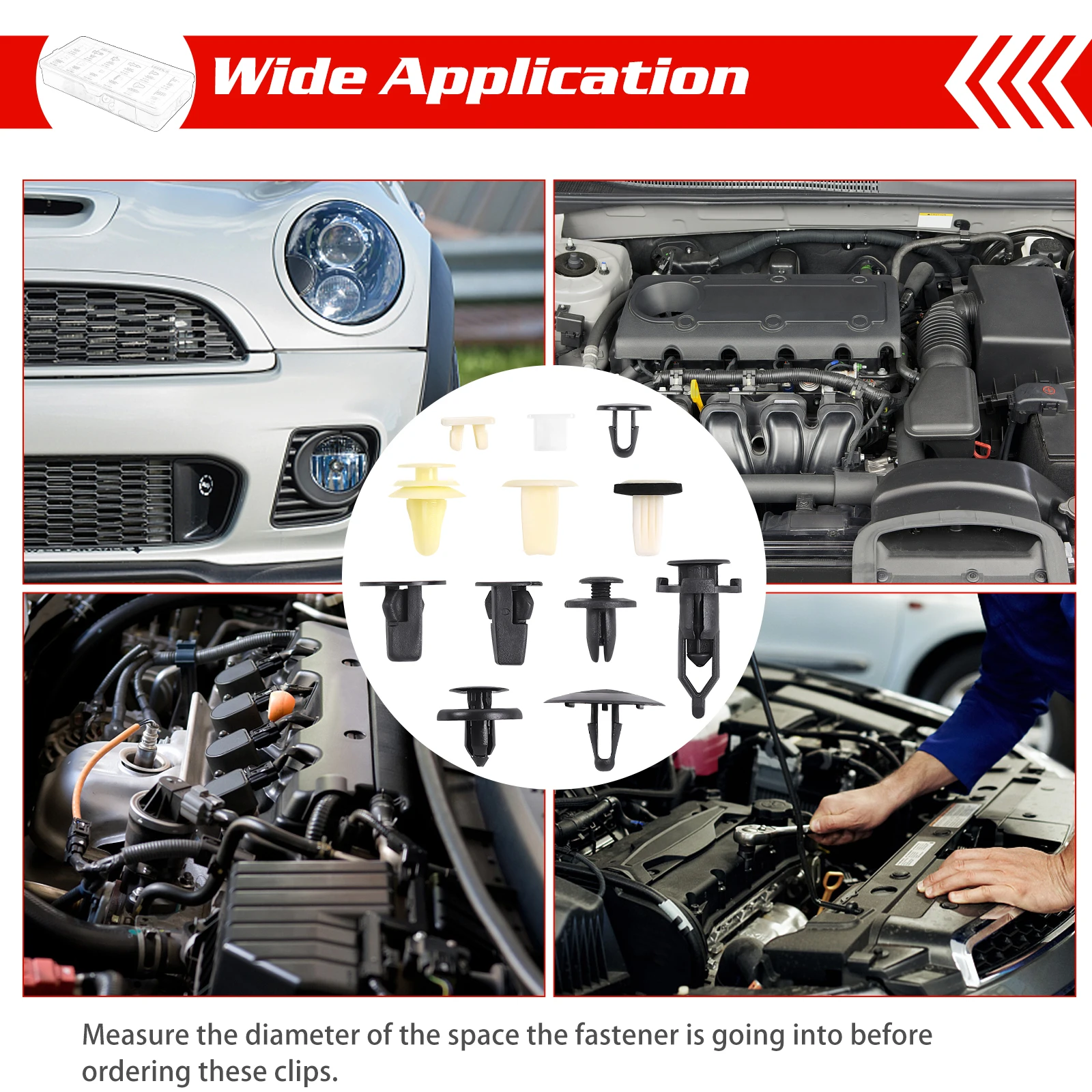 

167PCS Car Push Retainer Clips Kit 12 Most Popular Sizes Nylon Auto Body Fasteners with Remover for GM Toyota Honda Nissan Mazda