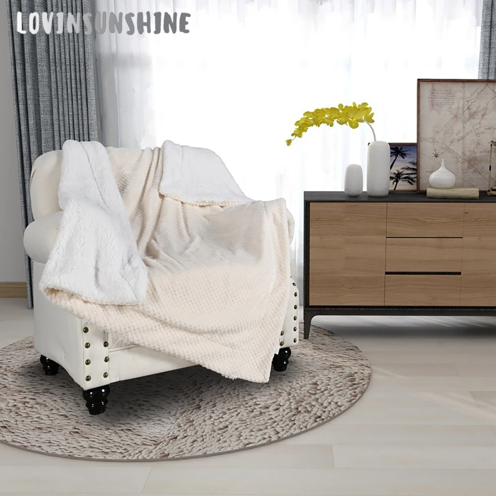 Фланелевое флисовое однотонное одеяло для кровати из искусственного меха летнее