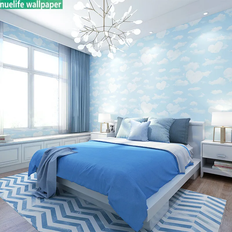 Комната для мальчиков и девочек спальня потолочные облака обои с изображением