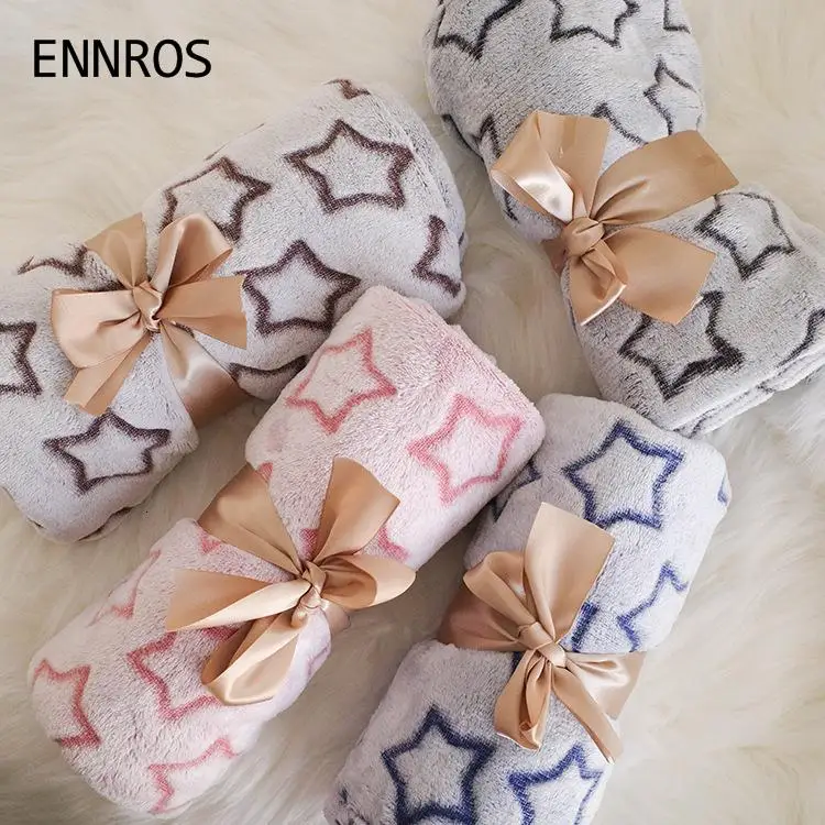 Двухстороннее Фланелевое офисное одеяло ENNROS со звездами детское для сна до