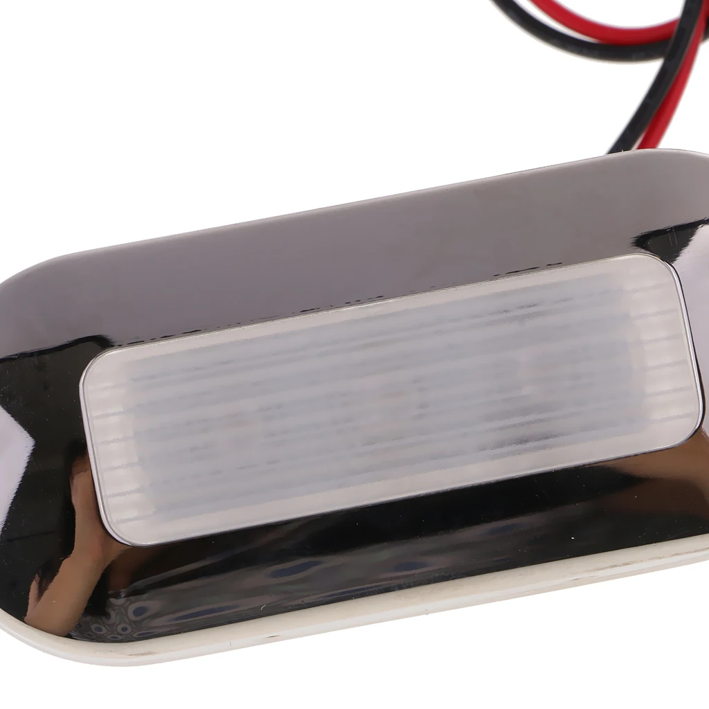 

2pcs LED Oblong Courtesy Light 12V Blue Polished Stainless RV Boat Marine 