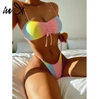 В-X бандо Бикини 2021 mujer, с рисунком, купальник для женщин, купальник с завязками женские с высоким вырезом банный костюм сексуальный плавательный костюм