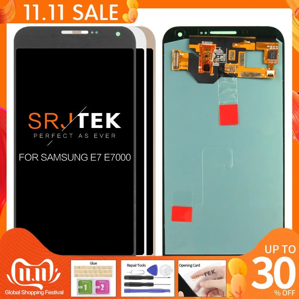 100% супер AMOLED ЖК дисплей для Samsung Galaxy E7 E700 E700F E7000 E7009 сенсорный экран дигитайзер в