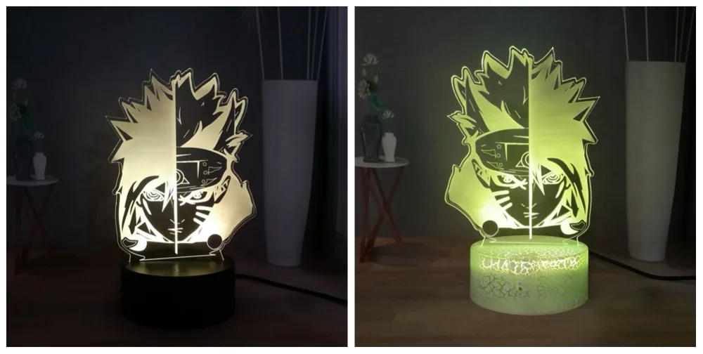 Наруто Uzumaki 3D иллюзия Лампа японского аниме USB переключатель разноцветный светодиодный ночник для спальни декоративное освещение для дома