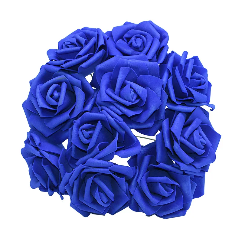 Royal blue no leaf 25 голов 8 см Розы Искусственные из ПЭ пены розы Букет невесты Скрапбукинг Ремесло Свадьба День святого Валентина Декор DIY поставки - Цвет: Royal blue no leaf