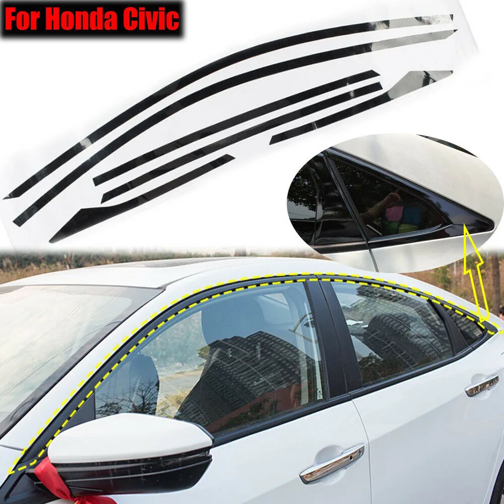 Глянцевая черная Автомобильная наклейка Левая для Honda Civic 10 поколения 2016-2019 4dr