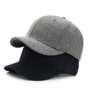 Autumn and Winter Adjustable Short Brim Wool Baseball Cap Men's Thick Hat Outdoor Leisure Warm Cap in USA (United States)