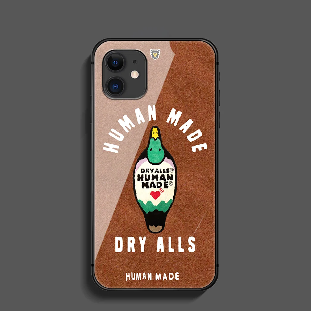 

Human Made Brand Phone Tempered Glass Case Cover For Iphone 5 6 7 8 11 12 5S 6S X Xr XS Se Max Plus Pro Mini Silicone Luxury