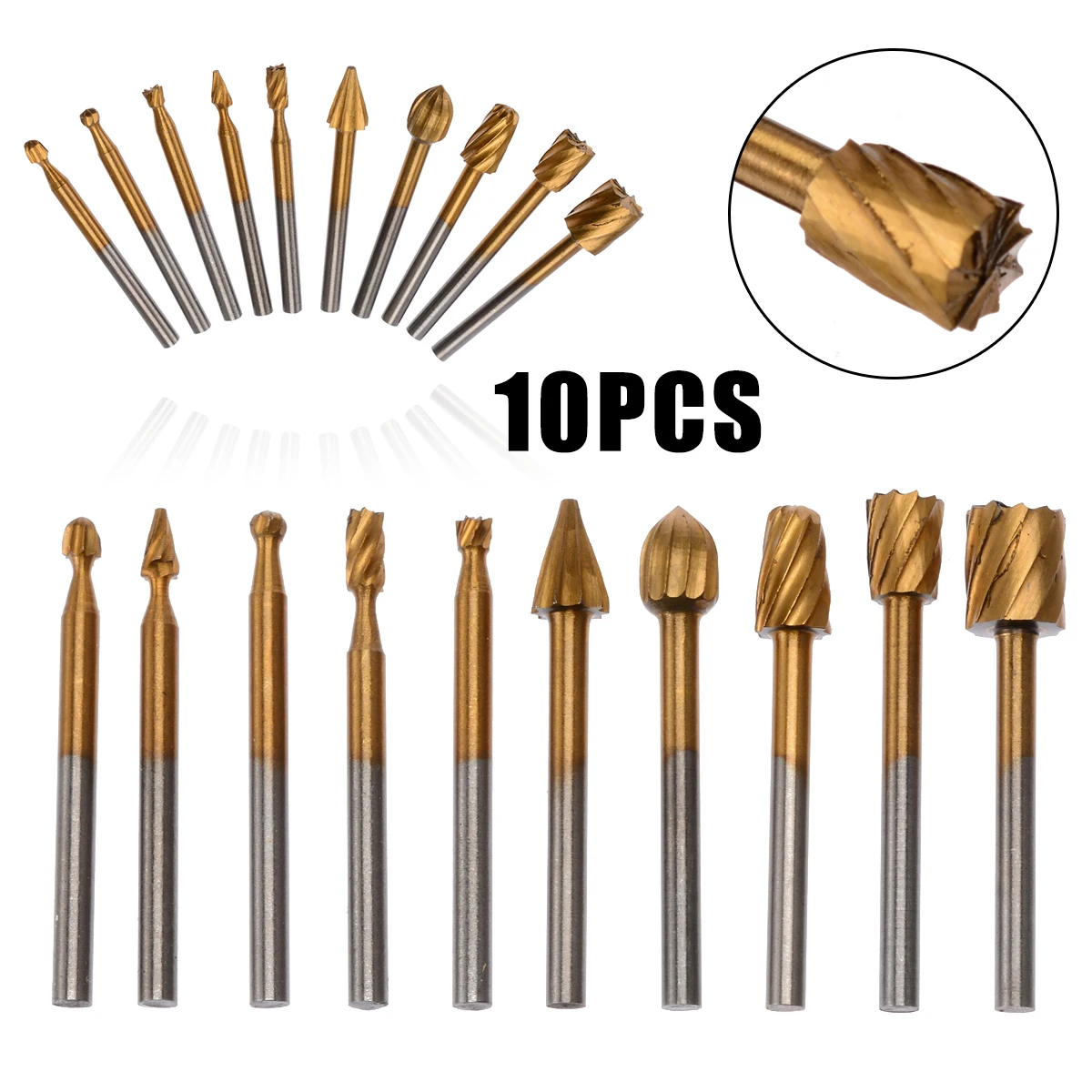 10 шт. 3 мм HSS титана заусенцы фрезы ротационные напильники Набор для гравировки