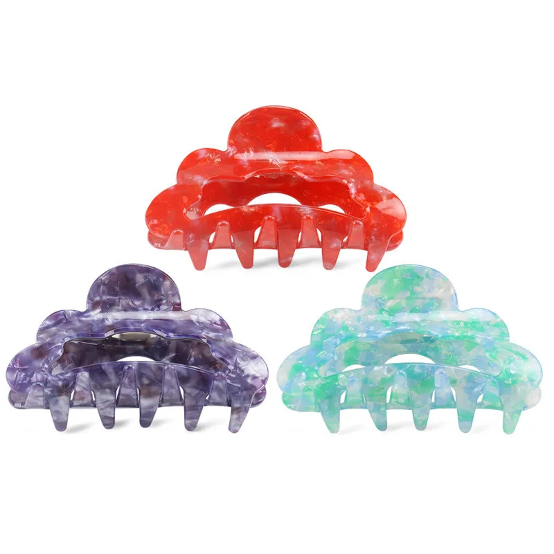 

Заколка для волос в виде облака ярких цветов, полые заколки для волос, женский головной убор из ПВХ, геометрические однотонные аксессуары дл...