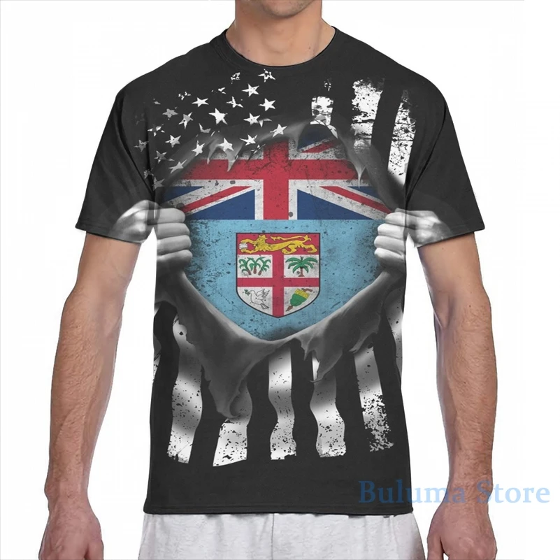 Футболка с американским флагом США Фиджи для мужчин и женщин модная рубашка