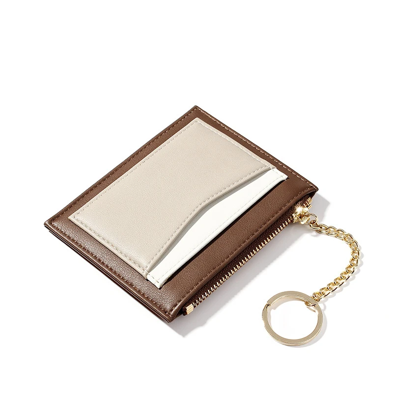 Fashion Slim Keychain Card Holder Women Leather Bag Small Card Wallets Female Organizer Credit Card Case Zipper Coin Purse Bags