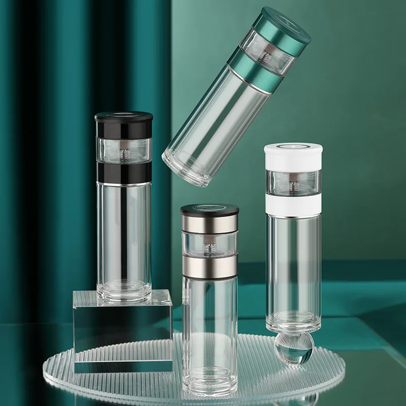 Стеклянная бутылка для воды KAXIFEI 400 мл с ситечком чая двойными стенками