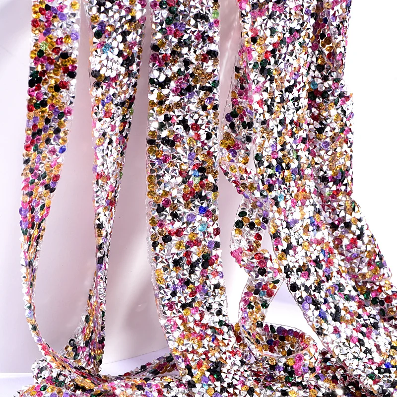 1 ярд смесь цветов смолы Стразы с горячей фиксацией сетка блестящая страз цепь