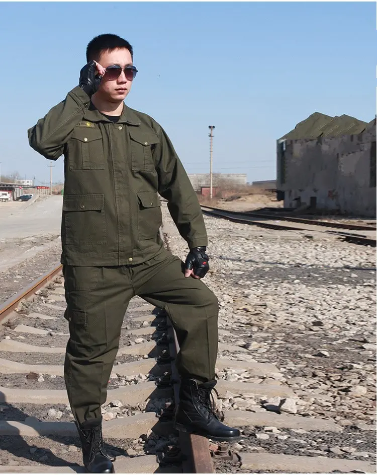 Комплект рабочей одежды ArmyGreen для мужчин Модная хлопковая износостойкая одежда с