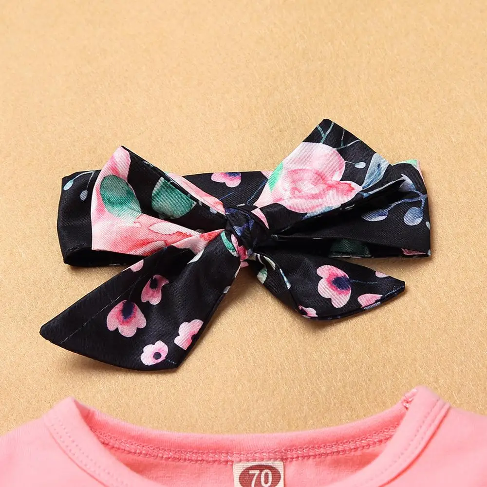 

1-4Y Autumn Girls 3pcs Set Casual Children Set Suits Long Sleeve Shirt + Pants Fashion Girls baby Clothing Kids pink cute Sets