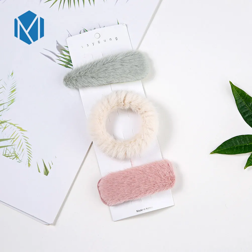 M MISM 3 шт./компл./набор корейские женские плюшевые заколки для волос резинка набор