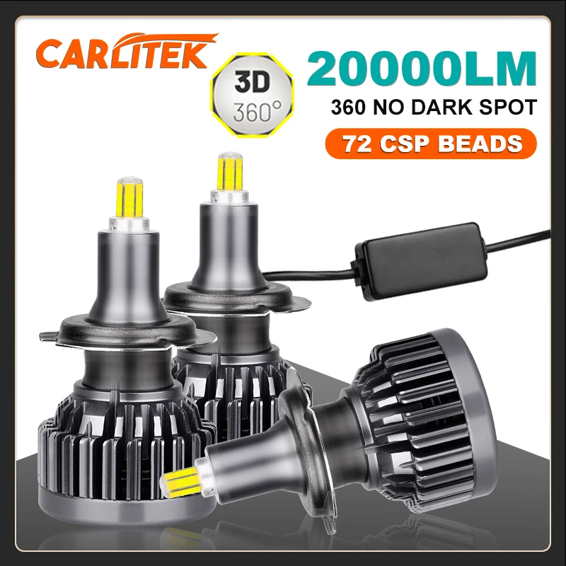 CARLITEK H7 светодиодный светильник с 20000LM H1 H8 H9 H11 автомобильные лампы для авто 360