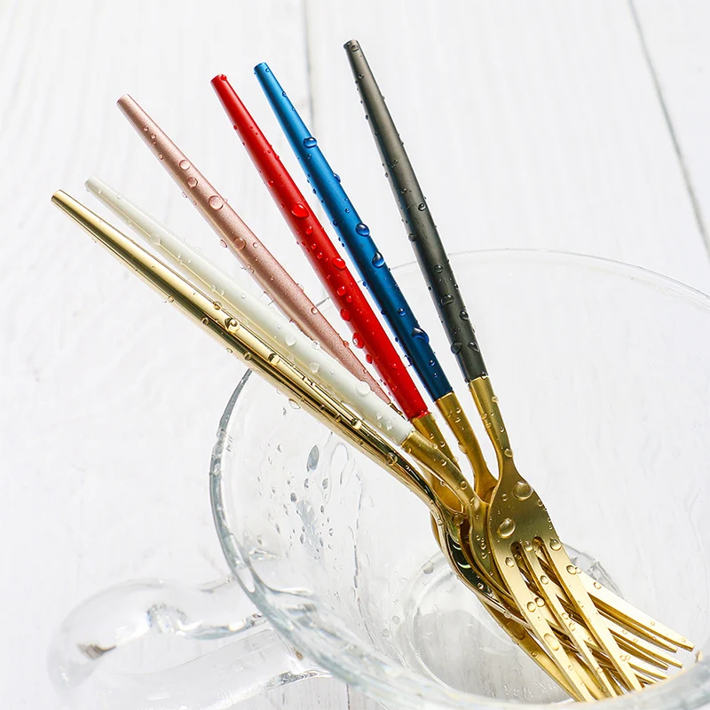 

6Pcs Tea Fork Set stainless steel Fruit Fork Set Dessert Fork For Cake Snack Gold Salad Fork dinnerware set cocina