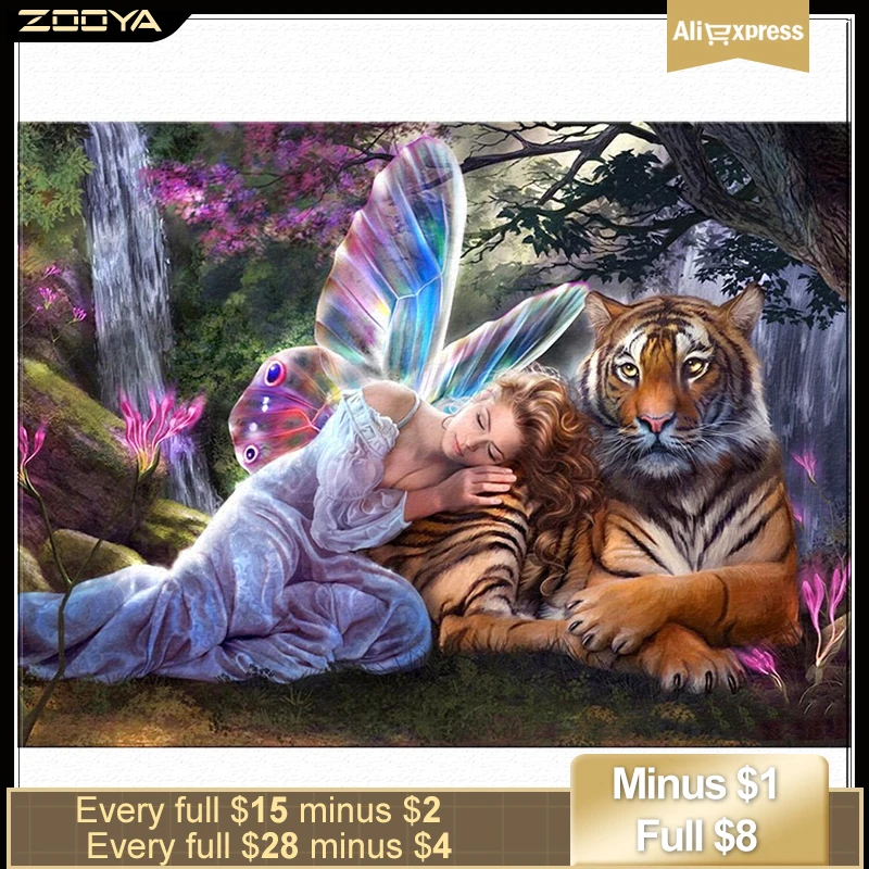 Zooya полный квадрат дрель 5D DIY Алмазная картина &quotБабочка Фея тигр&quot 3D вышивка