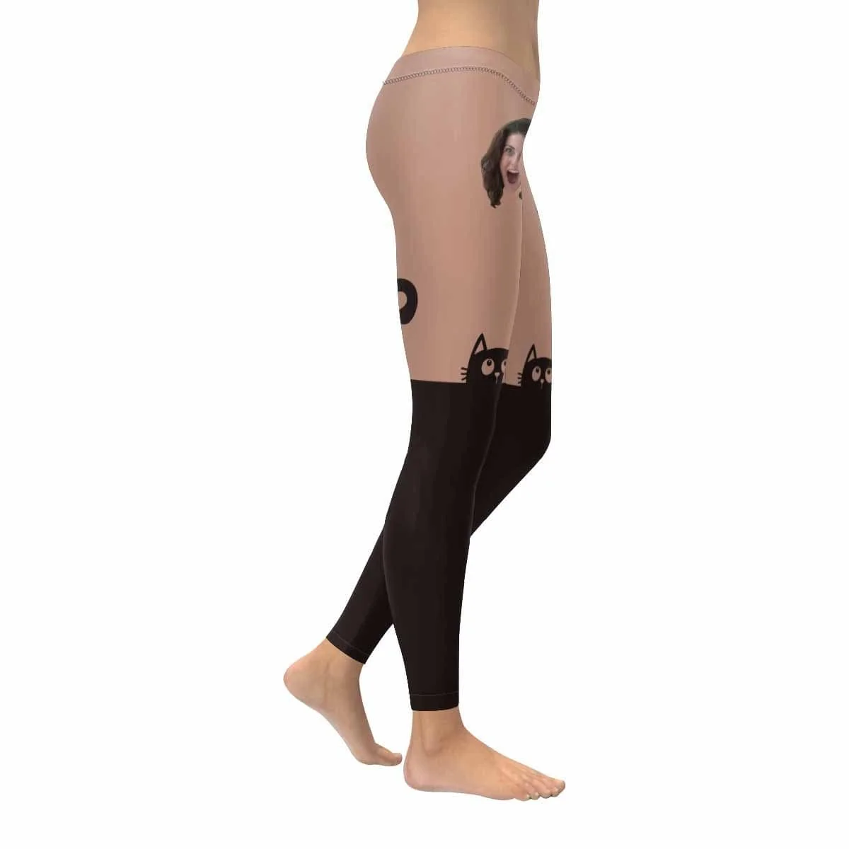 

Custom Face Cute Cat Style Low Rise Yoga Leggings