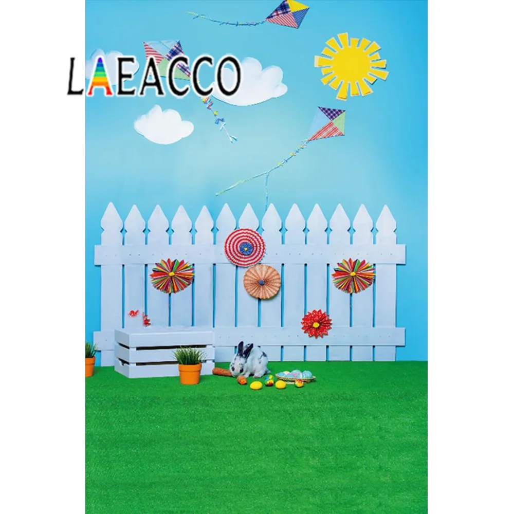 Laeacco ребенок мультфильм Зеленая трава пасхальные яйца кролик деревянный забор