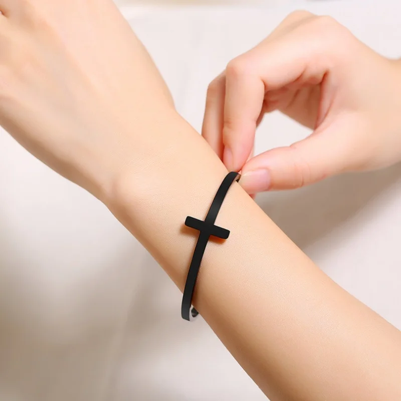 Простые Модные мужские браслеты с черным крестом|Браслеты шармами| |