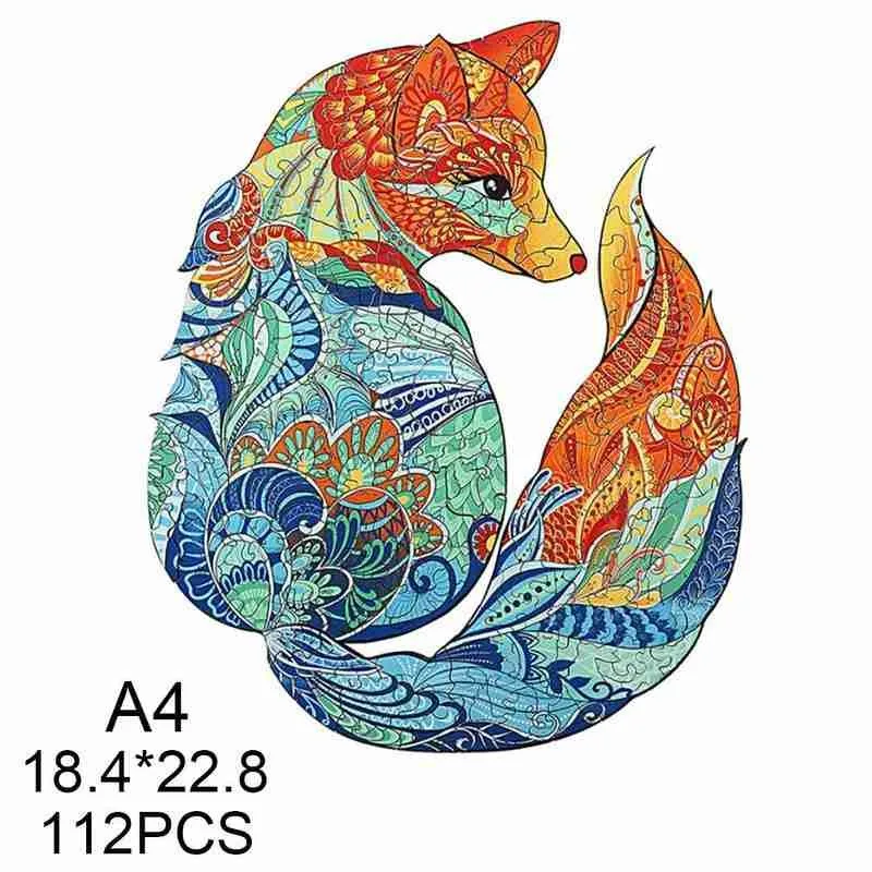 

Owl Butterfly Wolf Giraffe Cat Tiger Bear Rosella Lion Turtle Diy Wooden Jigsaw Puzzles Unique Shape Pieces Wooden Best Gift For