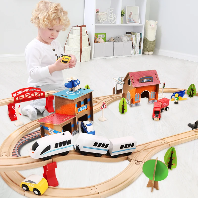 Лидер продаж! Деревянный трек для поезда набор игрушек magic Brio станция мост