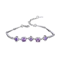 fashion bracelet for women 925 silver jewelry with amethyst gemstone korean style wedding engagement party gift hand ornaments