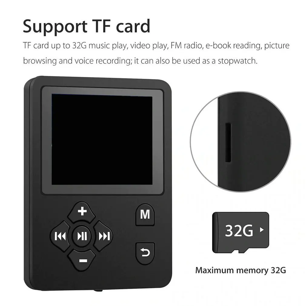 Портативный музыкальный проигрыватель MP3 MP4 с цветным экраном FM радио