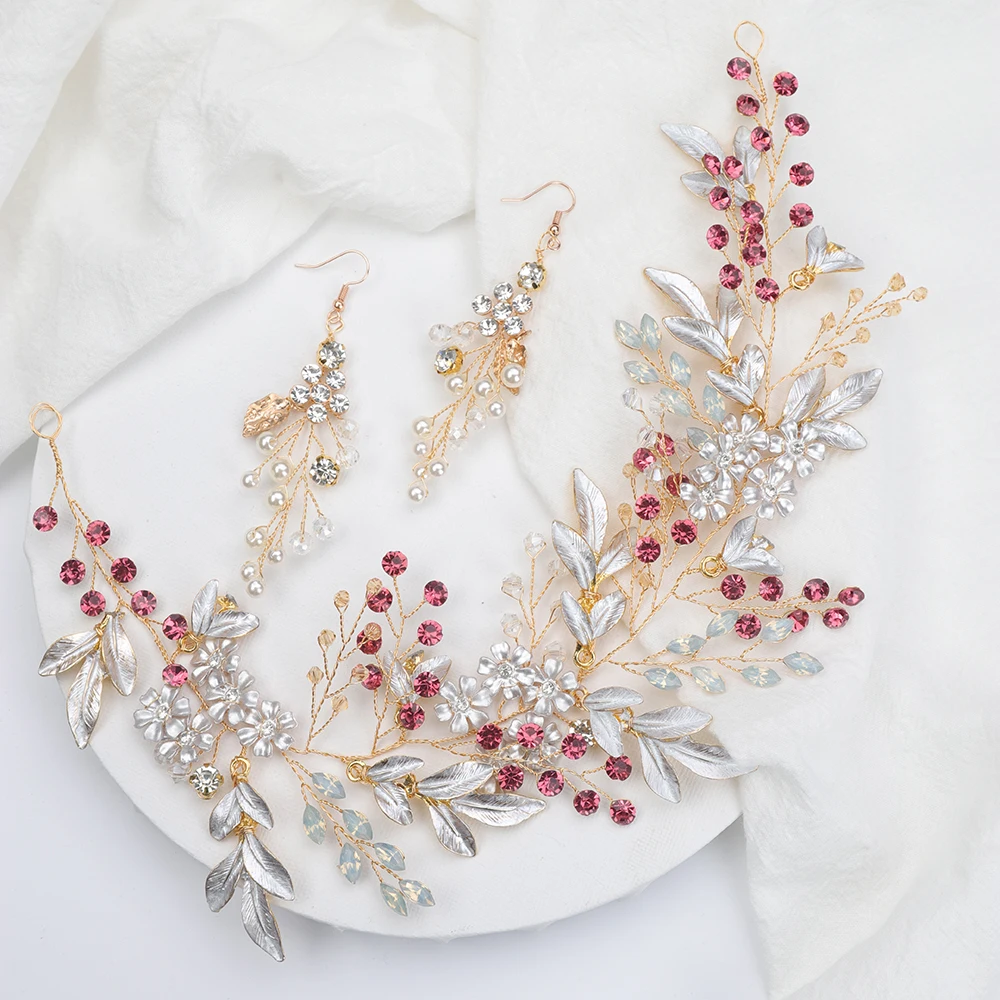 Набор золотых аксессуаров для волос невесты свадебная шляпа и серьги винтажные