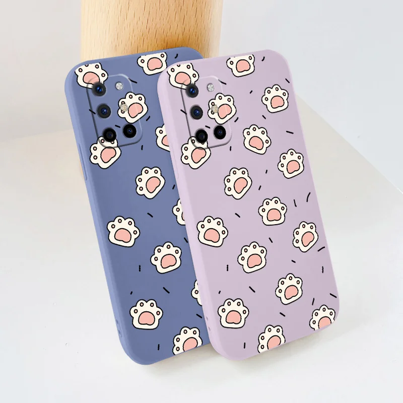 

Cute Cat Paw Camera Lens Protection Square Shockproof Liquid Silicone Case For Oneplus 8t 9 9pro 9r pro Phone Back Cover Case