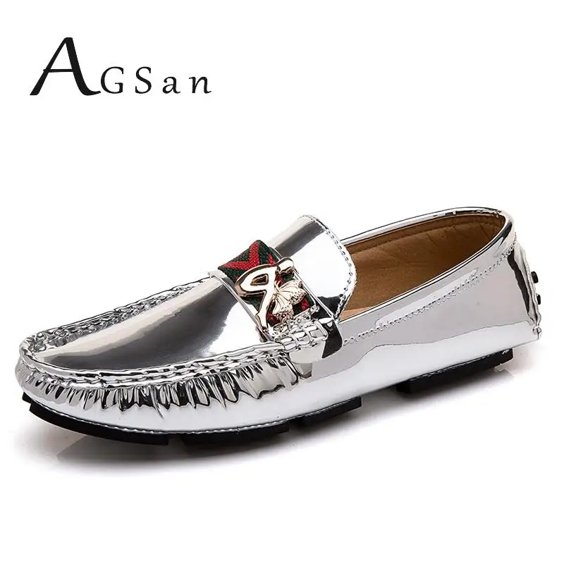 

AGSan Fashion Mens Loafers Silver Driving Shoes Mocasines Hombre Slip On Flats Designer Loafers for Men Big Size 38-48 Footwear