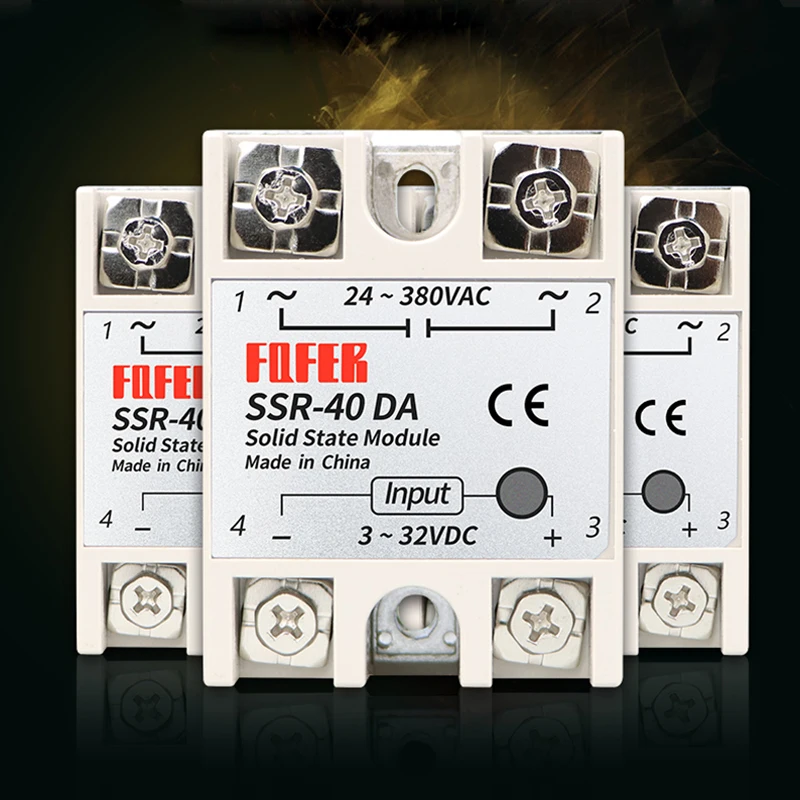 

Твердотельные реле SSR-10DA, SSR-25DA, SSR-40DA, 3 шт., 10 А, 25 А, 40 А, 3-32 В постоянного тока до 24-380 В переменного тока, SSR-500DA, 75 да, 100да